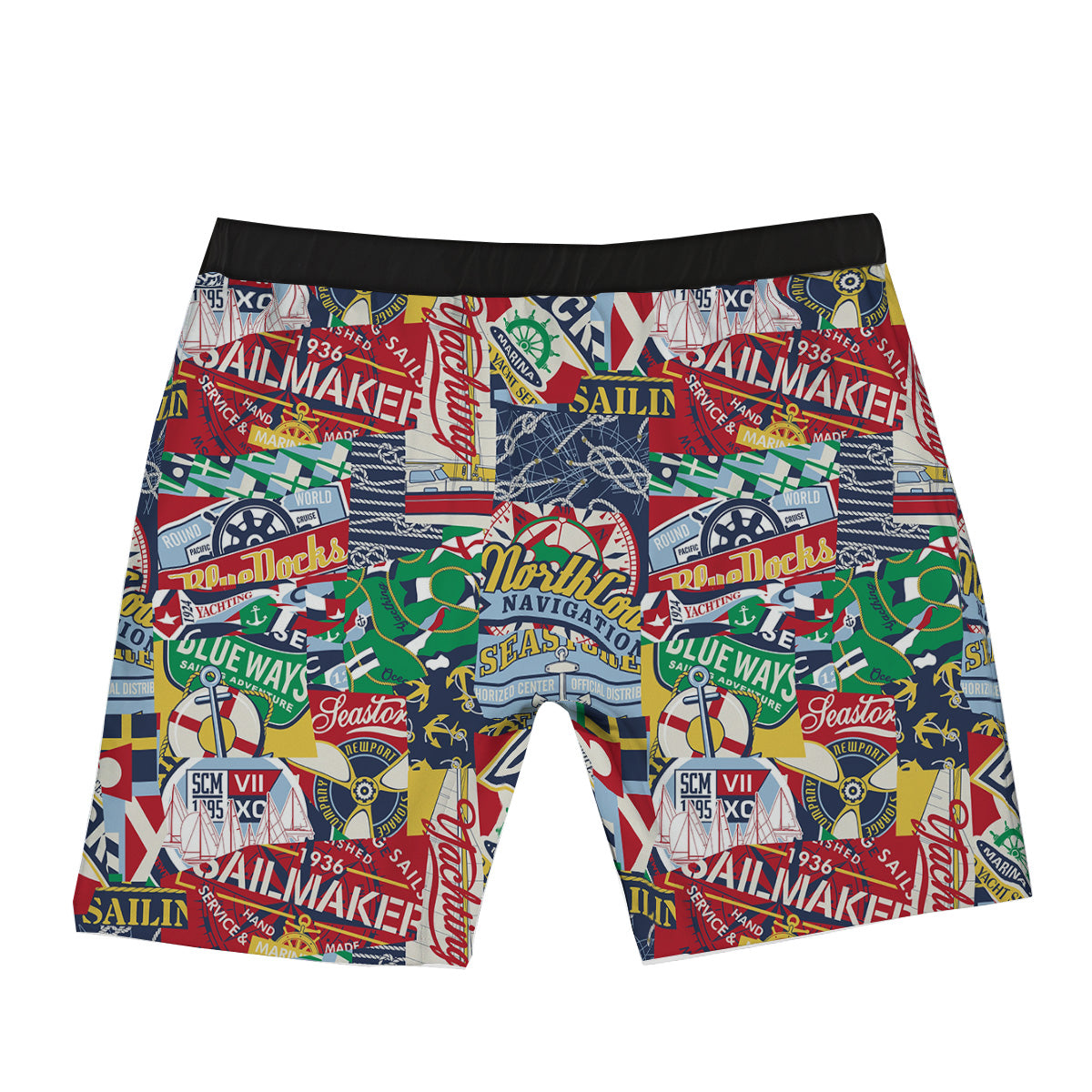 Patchwork Vintage Nautical Print Pattern Boxer Briefs-grizzshop