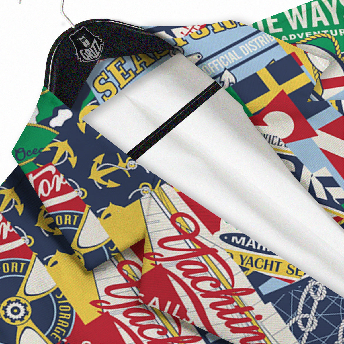 Patchwork Vintage Nautical Print Pattern Men's Sport Coat-grizzshop