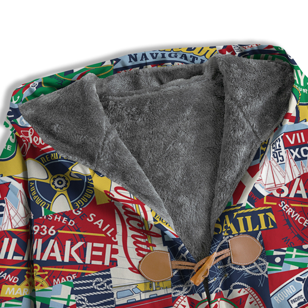 Patchwork Vintage Nautical Print Pattern Men's Windbreaker Jacket-grizzshop
