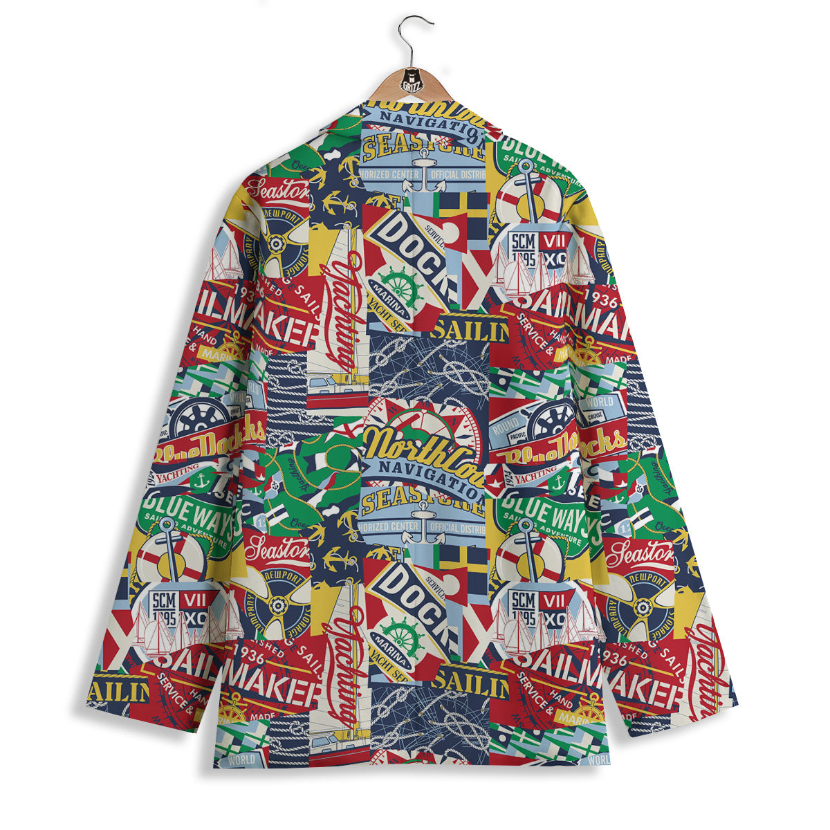 Patchwork Vintage Nautical Print Pattern Women's Blazer-grizzshop