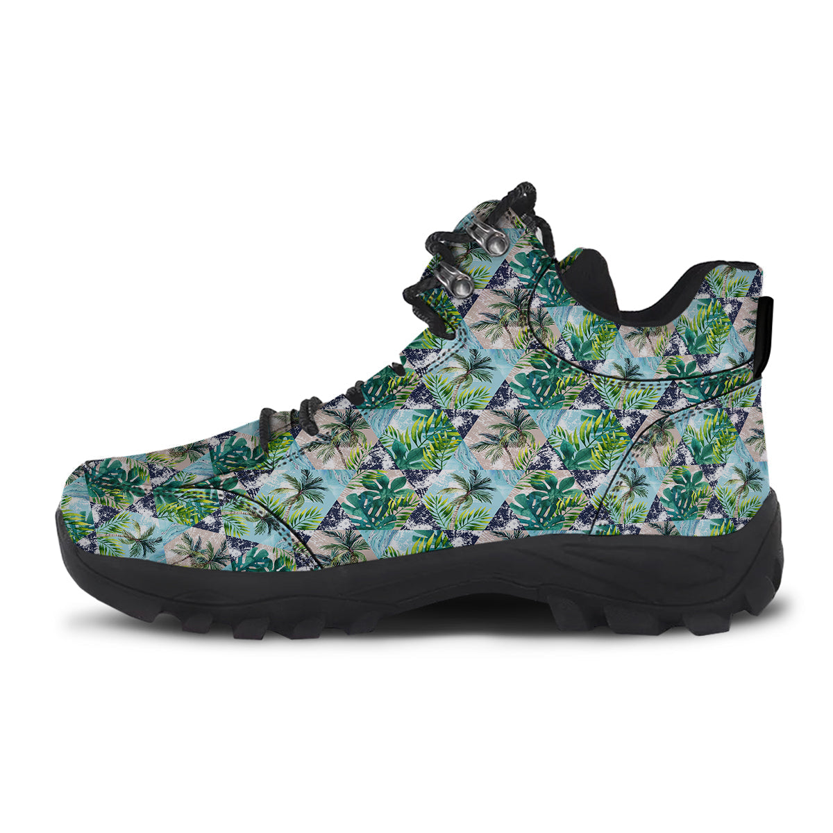 Patchwork Watercolor Tropical Leaves Print Pattern Hiking Shoes-grizzshop