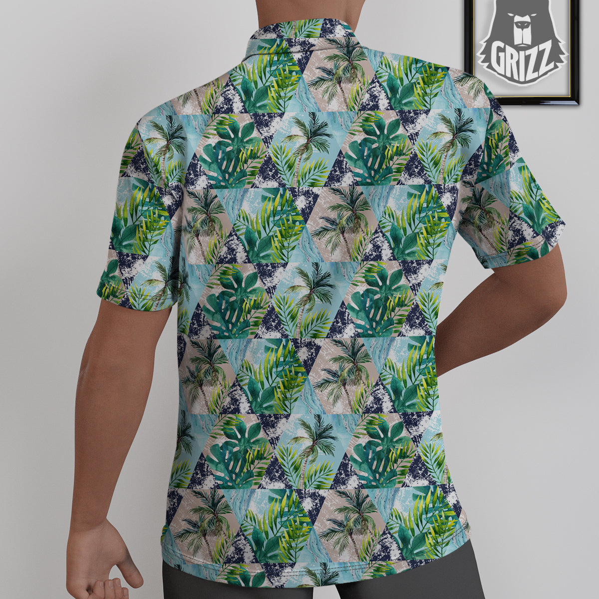 Patchwork Watercolor Tropical Leaves Print Pattern Untucked Shirts-grizzshop