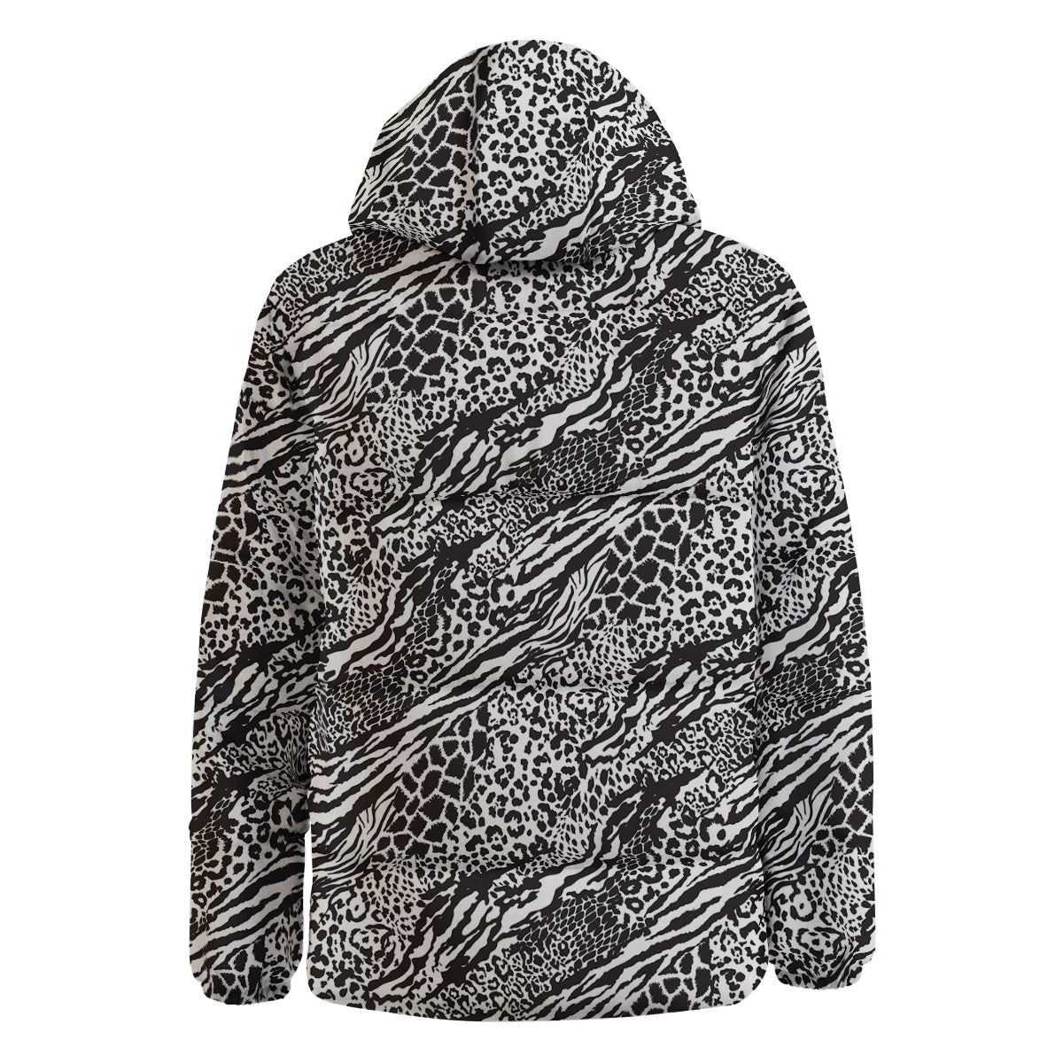 Patchwork White Black Animal Skins Print Pattern Down Jacket-grizzshop