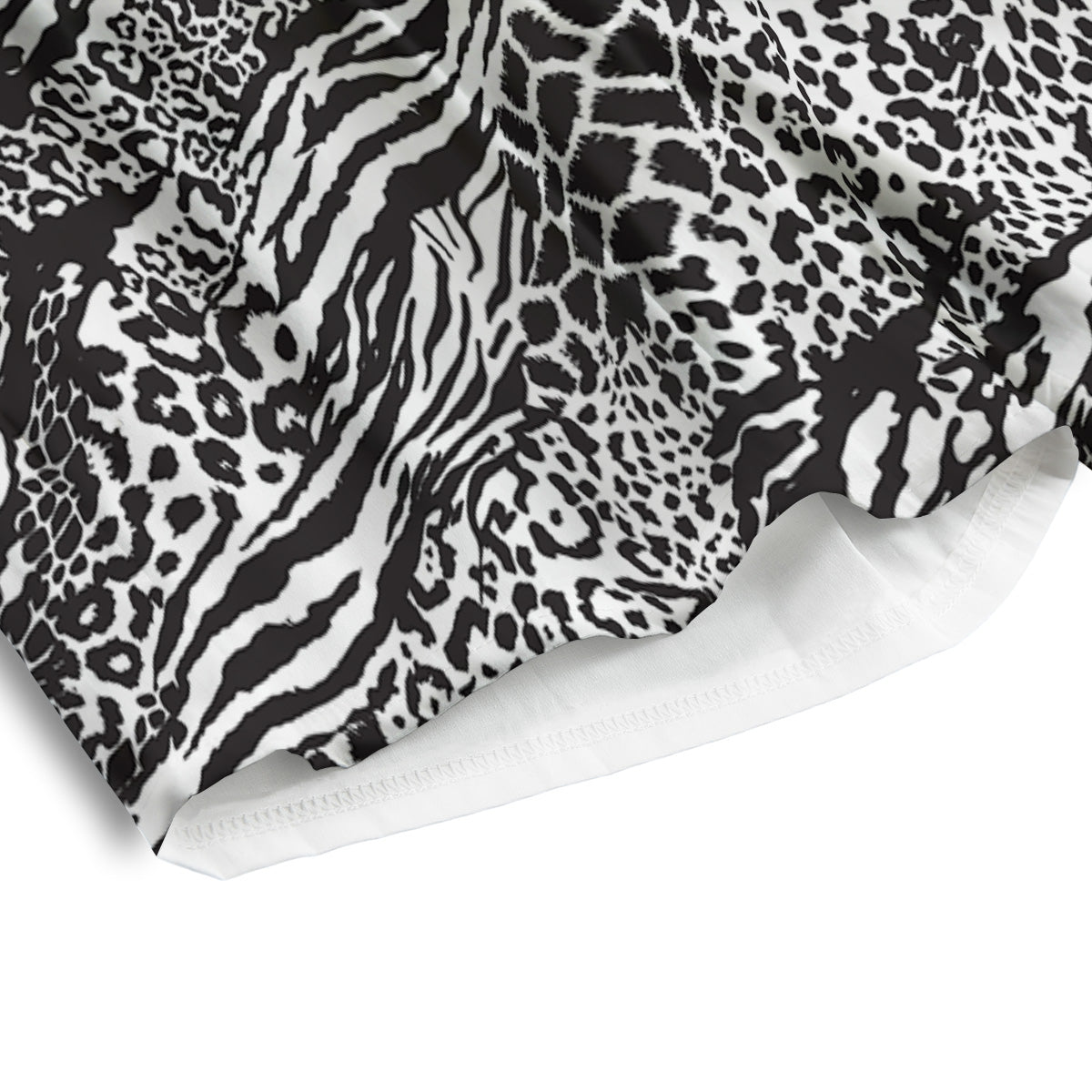 Patchwork White Black Animal Skins Print Pattern Men's Athletic Shorts