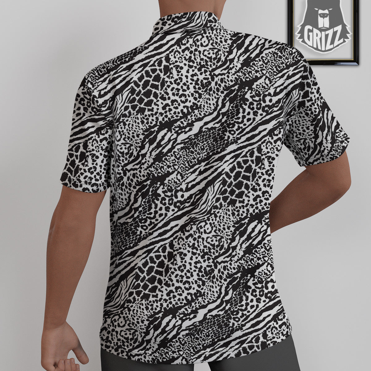 Patchwork White Black Animal Skins Print Pattern Untucked Shirts-grizzshop