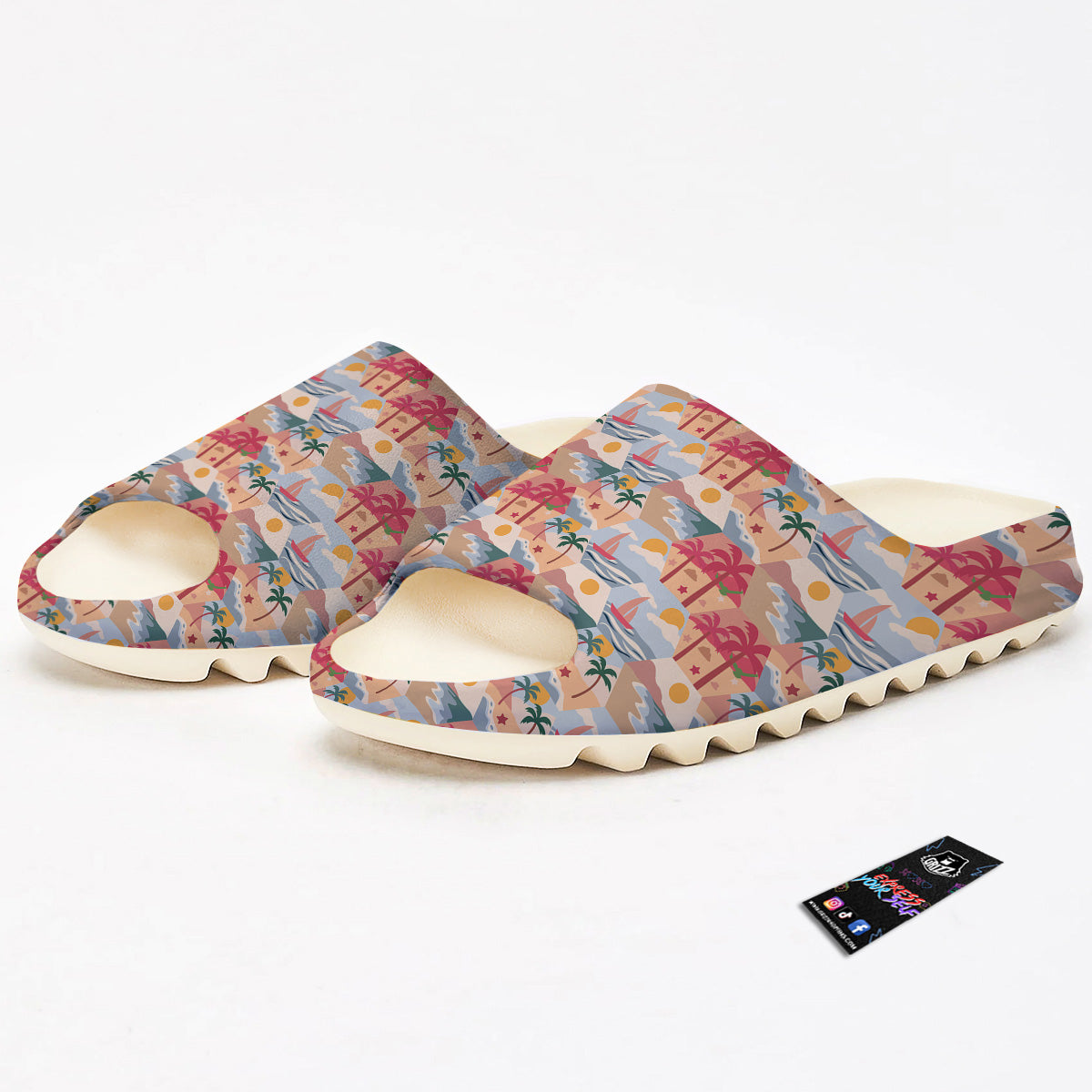 Patchwork Beach And Sunset Sky Print Pattern Sandals-grizzshop