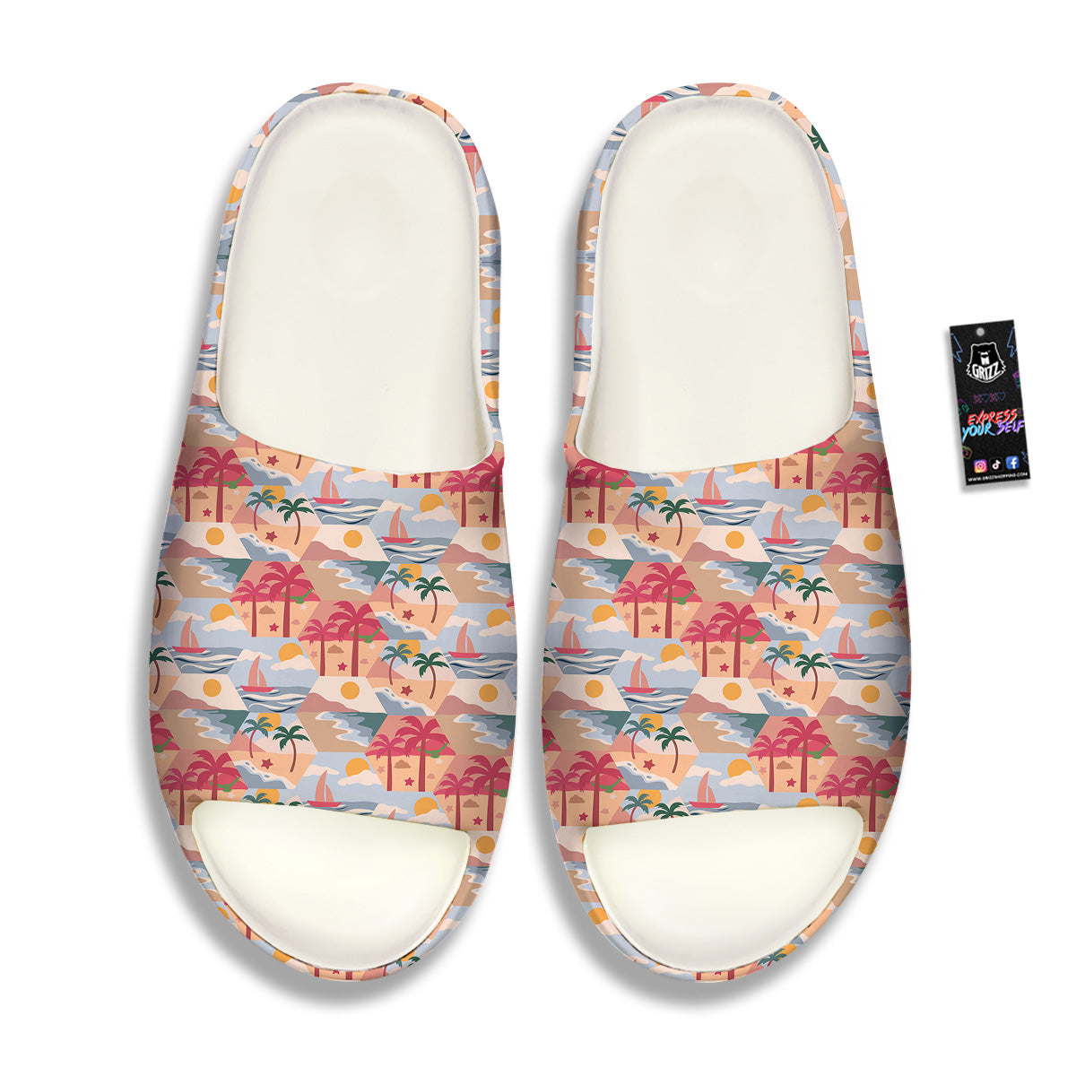 Patchwork Beach And Sunset Sky Print Pattern Sandals-grizzshop