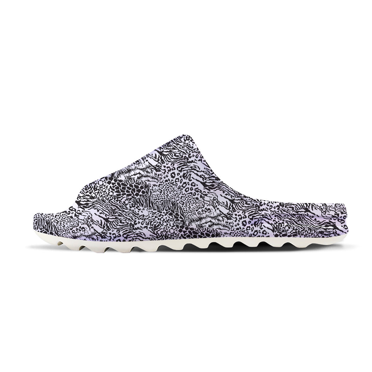 Patchwork Black White Animal Skins Print Pattern Sandals-grizzshop