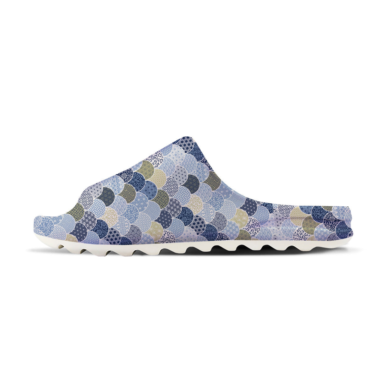 Patchwork Blue Traditional Japanese Print Pattern Sandals-grizzshop
