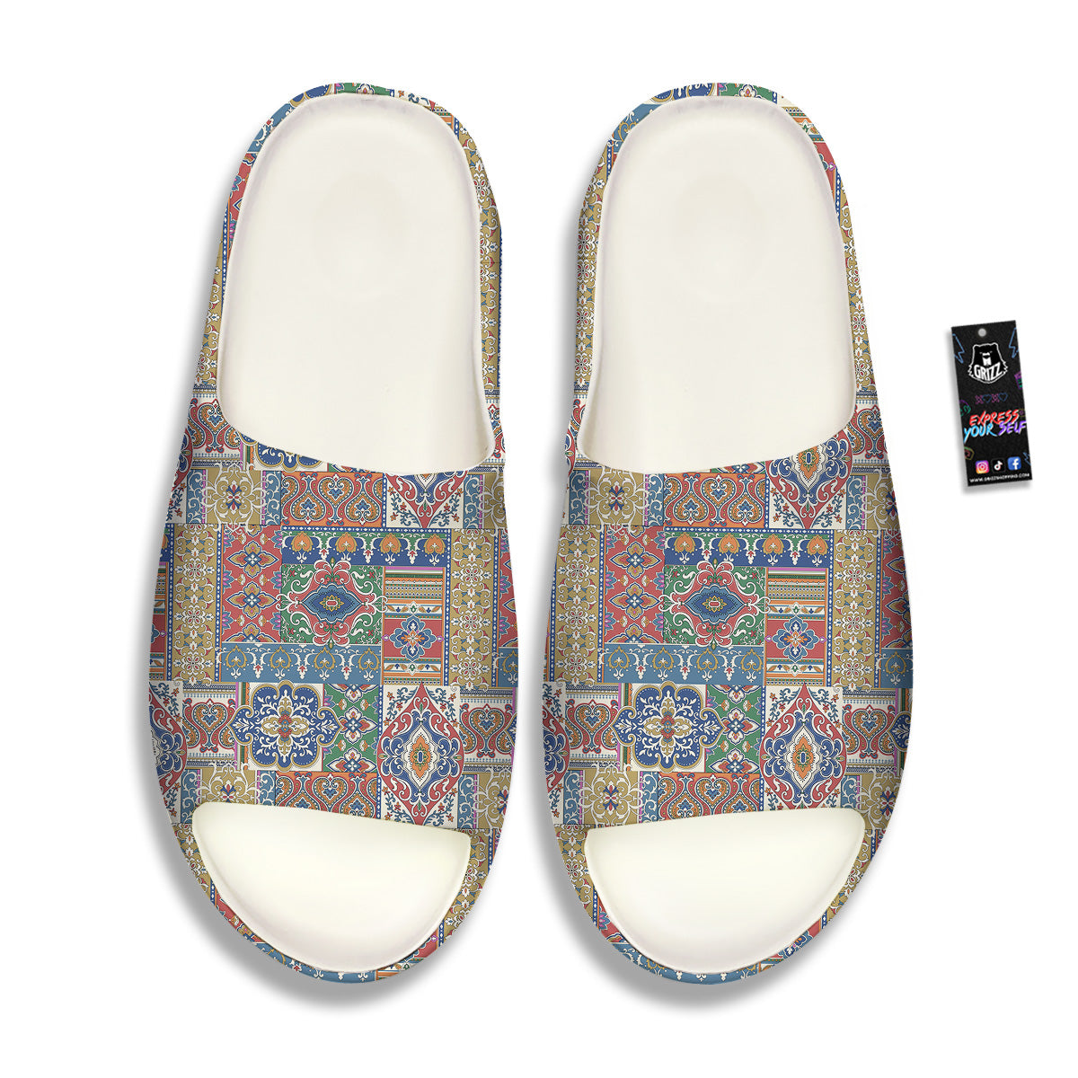Patchwork Damask Vintage Print Pattern Sandals-grizzshop