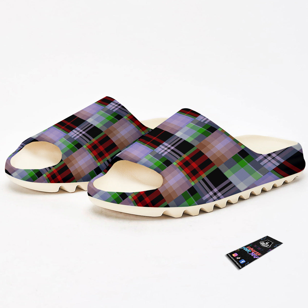 Patchwork Plaid Madras Print Pattern Sandals-grizzshop