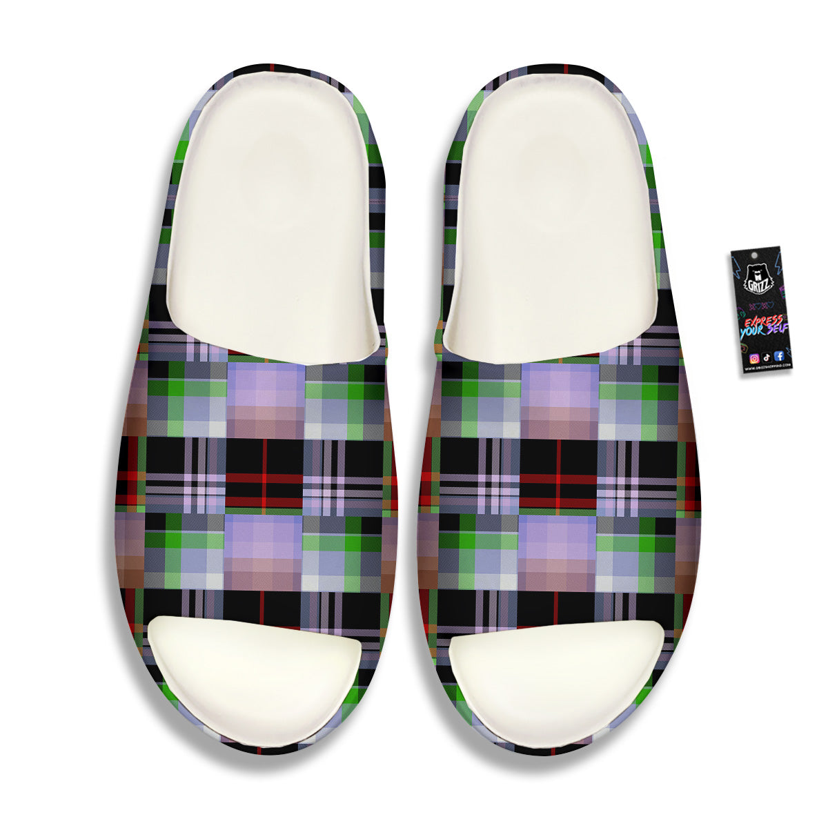 Patchwork Plaid Madras Print Pattern Sandals-grizzshop
