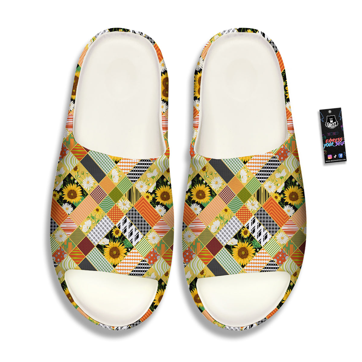 Patchwork Sunflowers Print Sandals-grizzshop