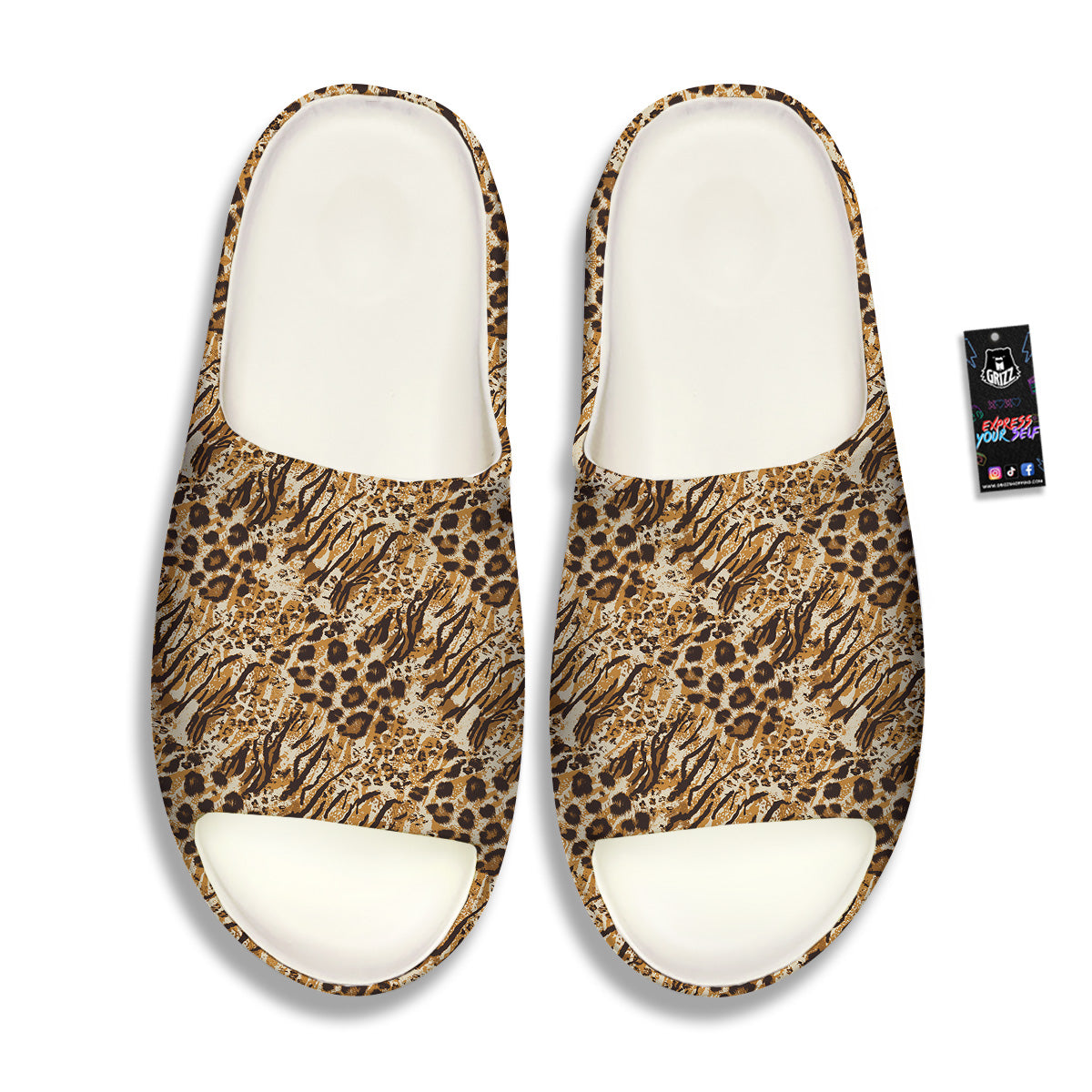 Patchwork Tiger Skin Print Pattern Sandals-grizzshop