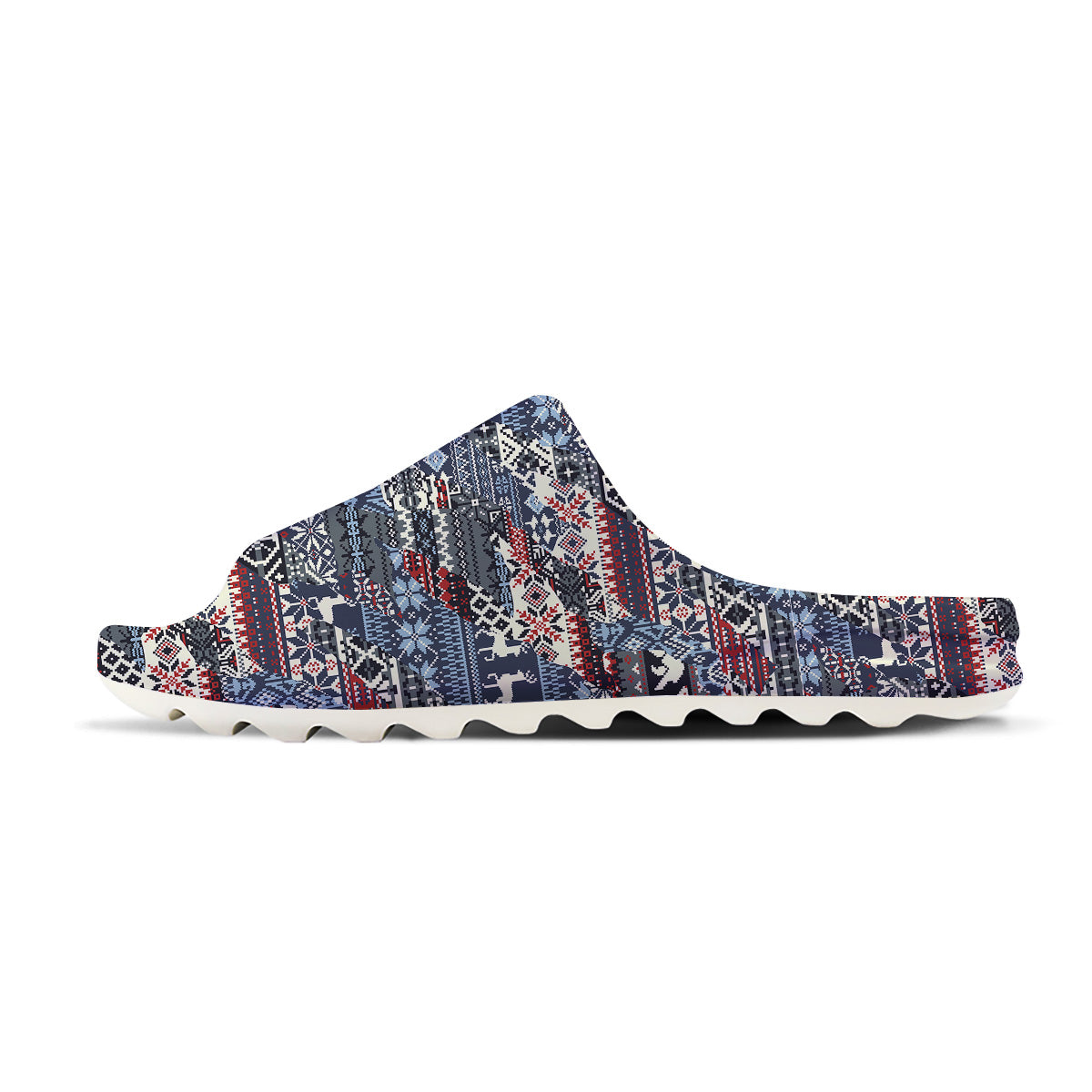 Patchwork Ugly Snowflake And Knitted Print Pattern Sandals-grizzshop