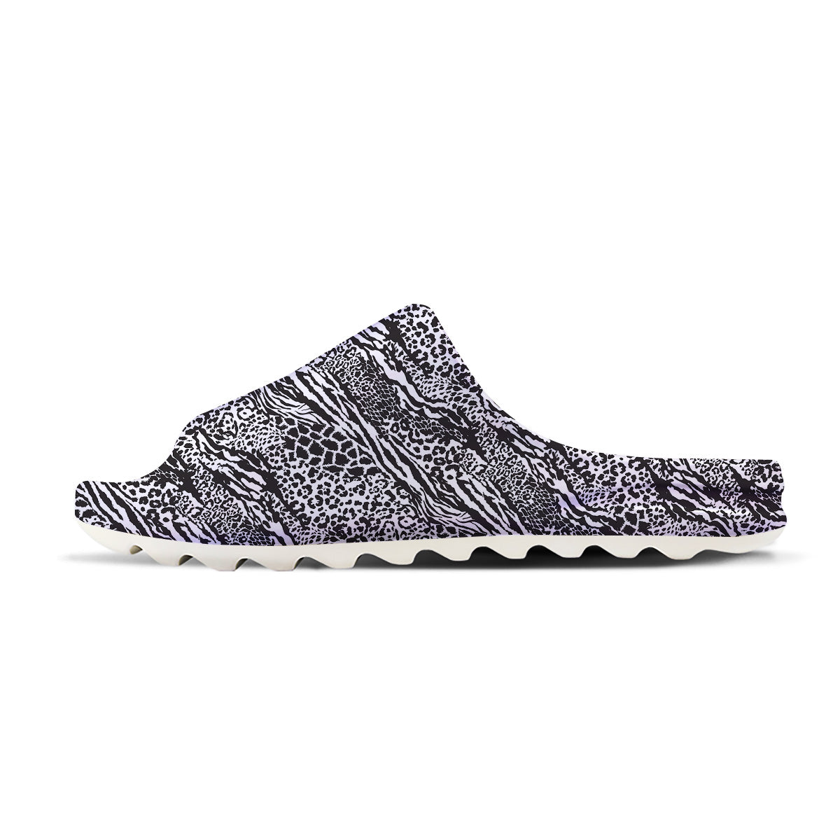 Patchwork White Black Animal Skins Print Pattern Sandals-grizzshop