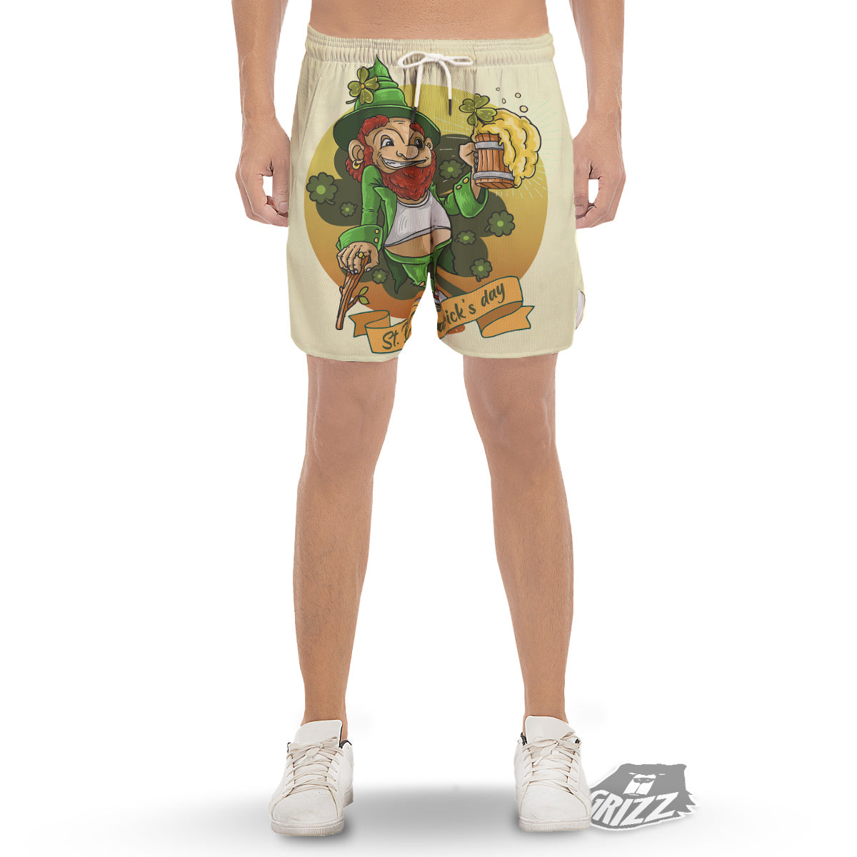 Patrick's Day Cute Shamrock Saint Print Men's Gym Shorts-grizzshop