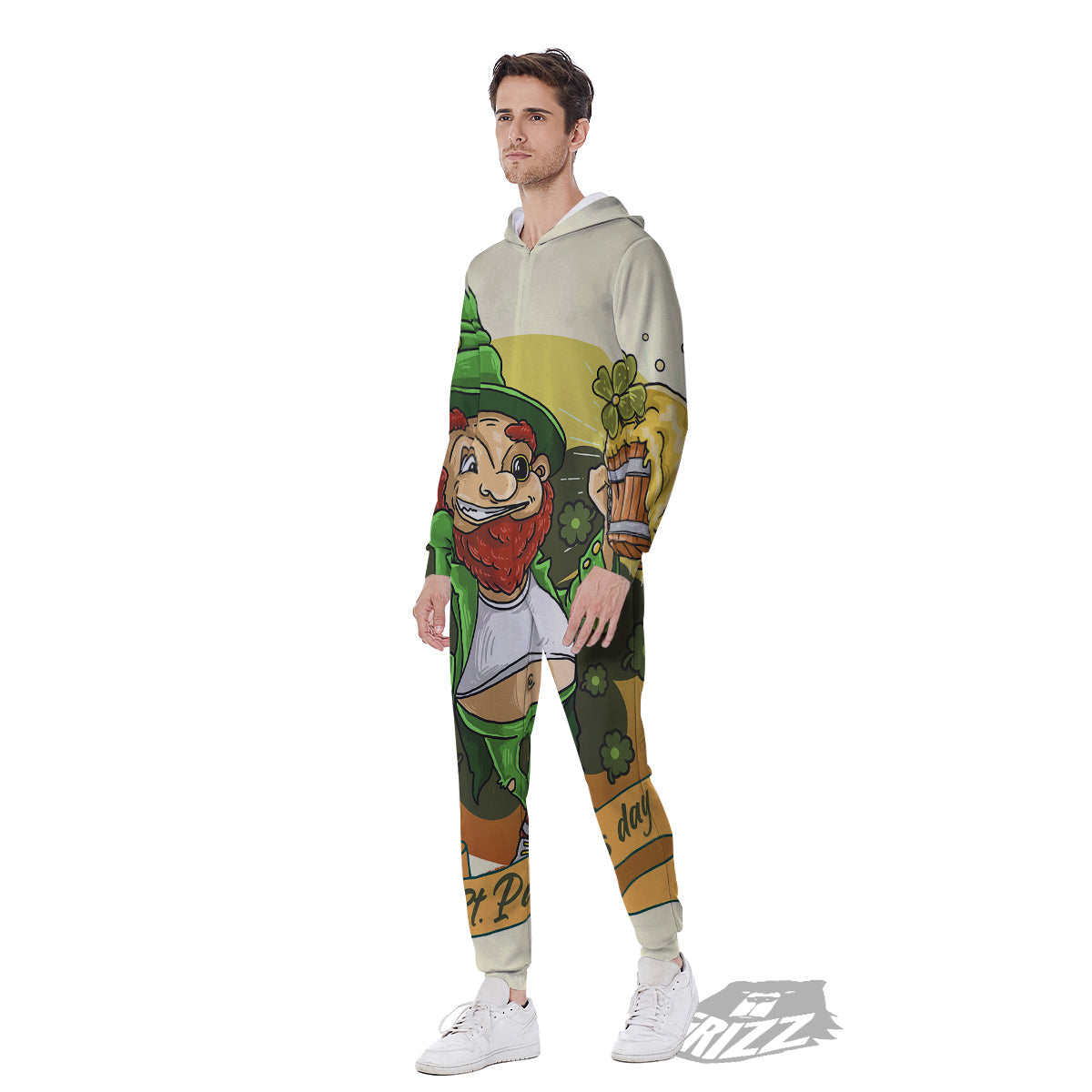 Patrick's Day Cute Shamrock Saint Print Men's Jumpsuit-grizzshop