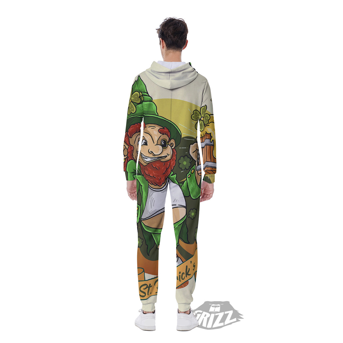 Patrick's Day Cute Shamrock Saint Print Men's Jumpsuit-grizzshop