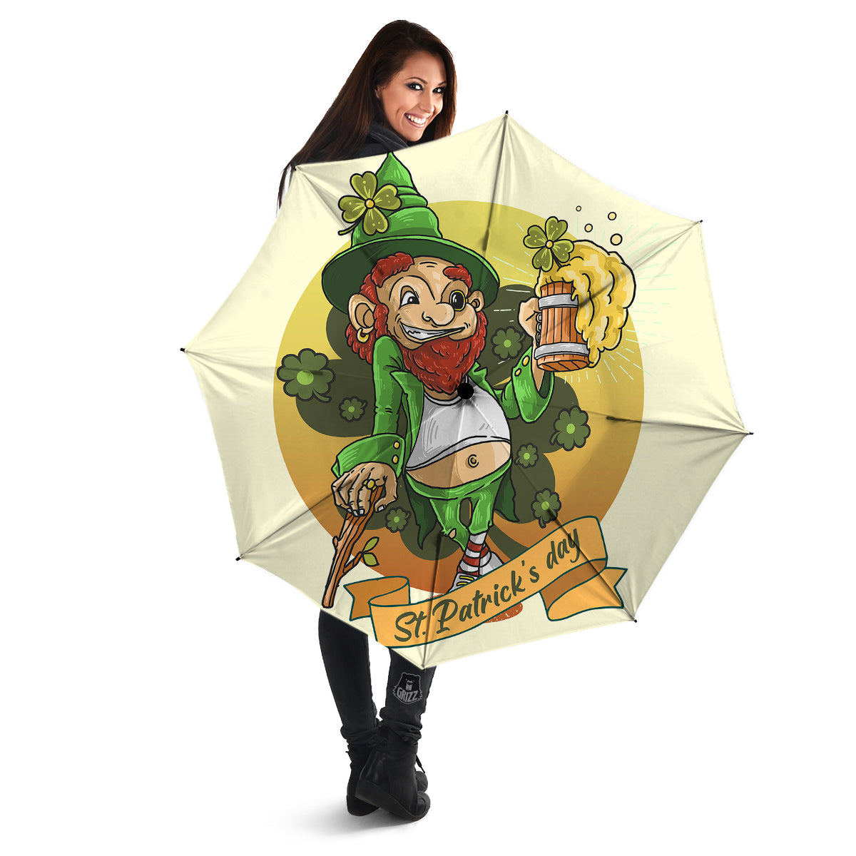 Patrick's Day Cute Shamrock Saint Print Umbrella-grizzshop