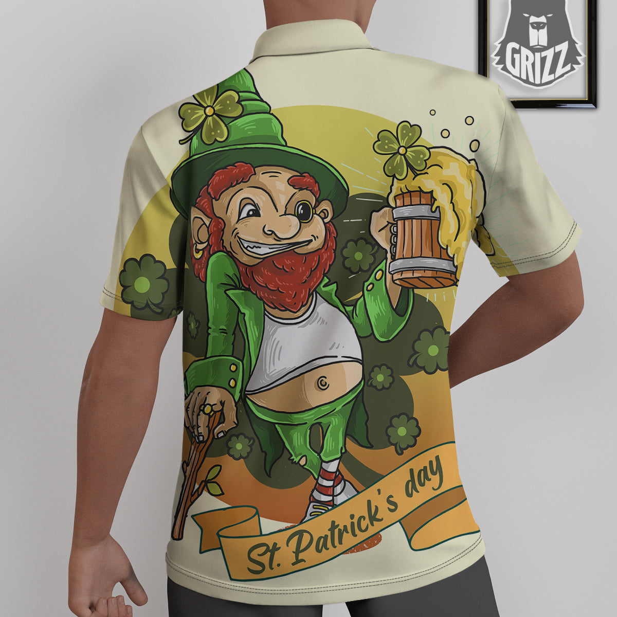 Patrick's Day Cute Shamrock Saint Print Untucked Shirts-grizzshop