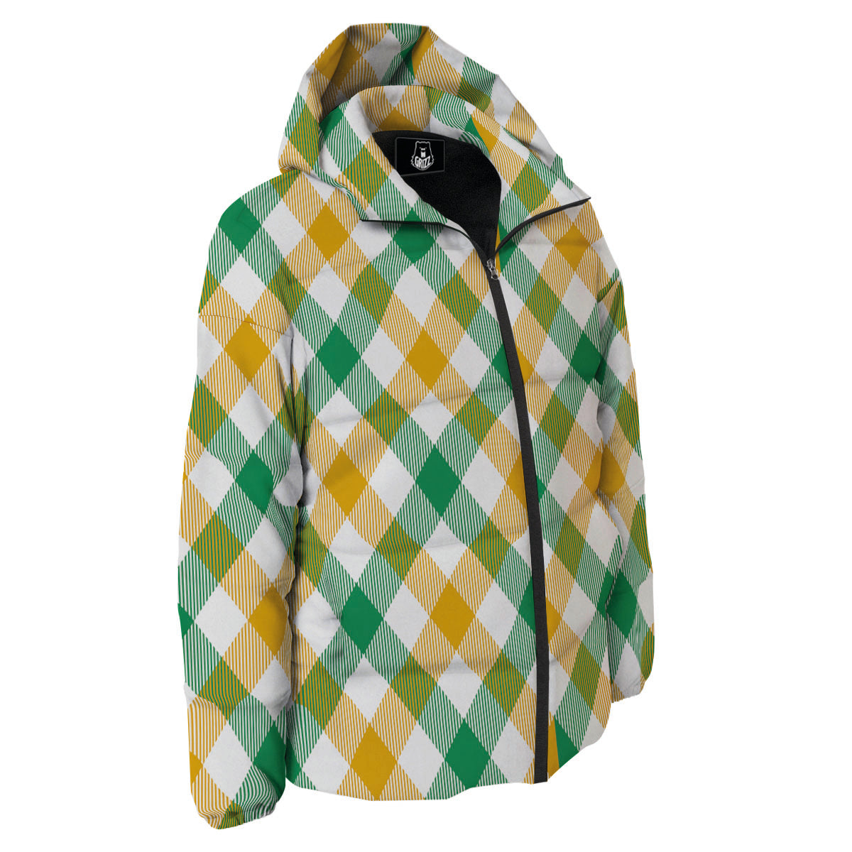 Patrick's Day Irish Plaid Print Down Jacket-grizzshop