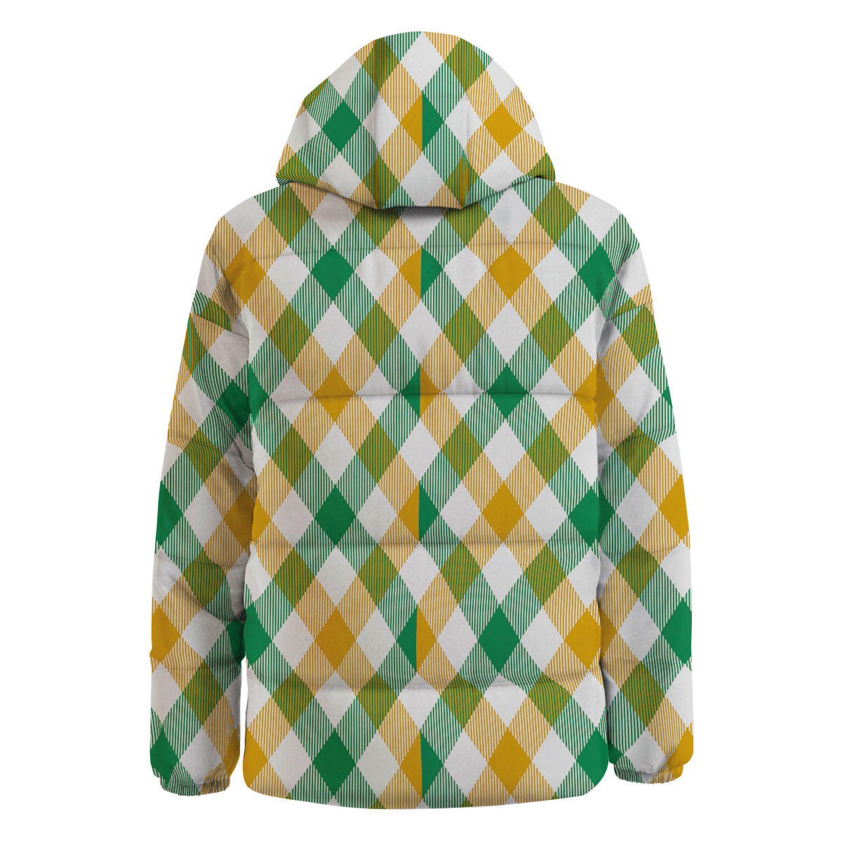 Patrick's Day Irish Plaid Print Down Jacket-grizzshop