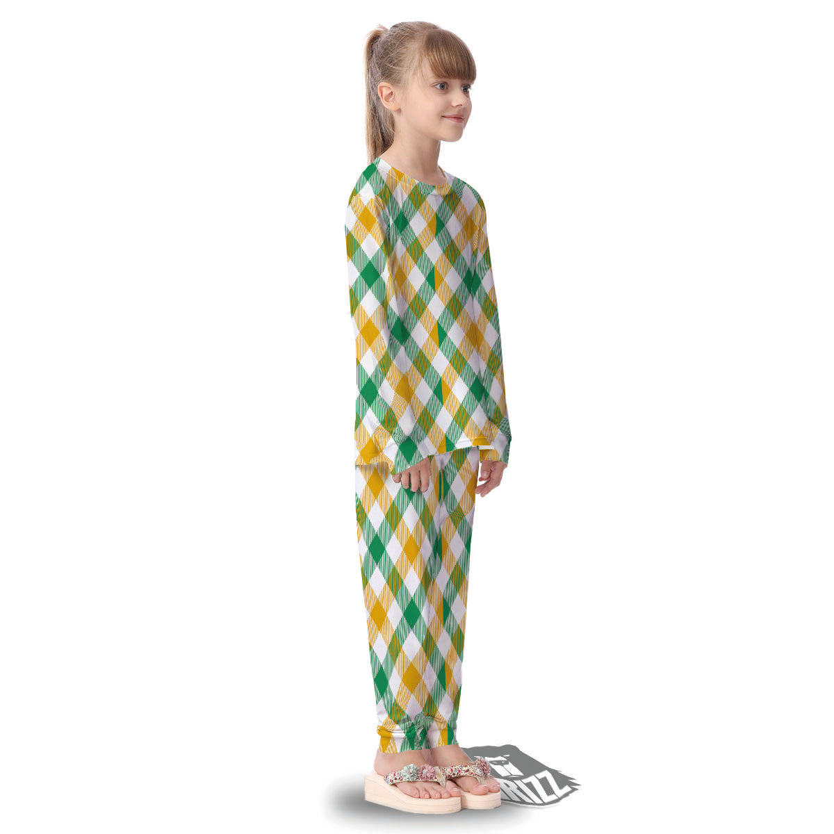 Patrick's Day Irish Plaid Print Kid's Pajamas-grizzshop