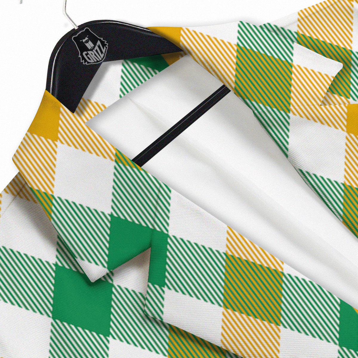 Patrick's Day Irish Plaid Print Men's Sport Coat-grizzshop