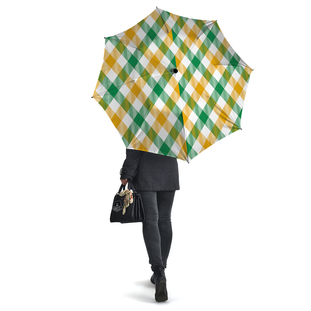 Patrick's Day Irish Plaid Print Umbrella-grizzshop