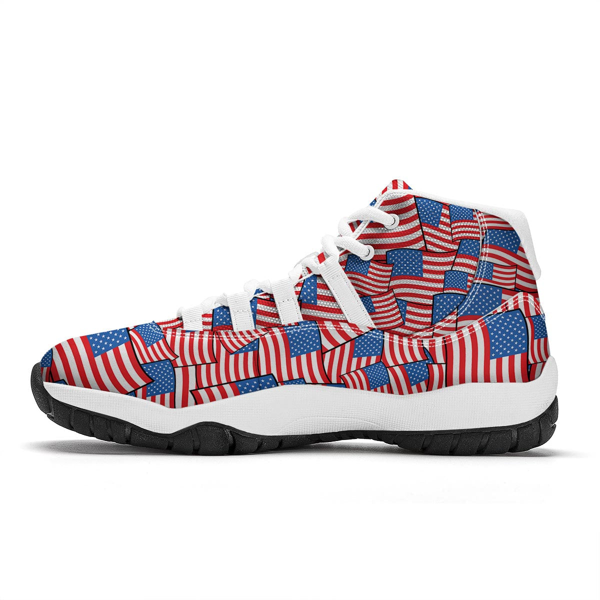 Patriot Pattern Print White Bball Shoes-grizzshop