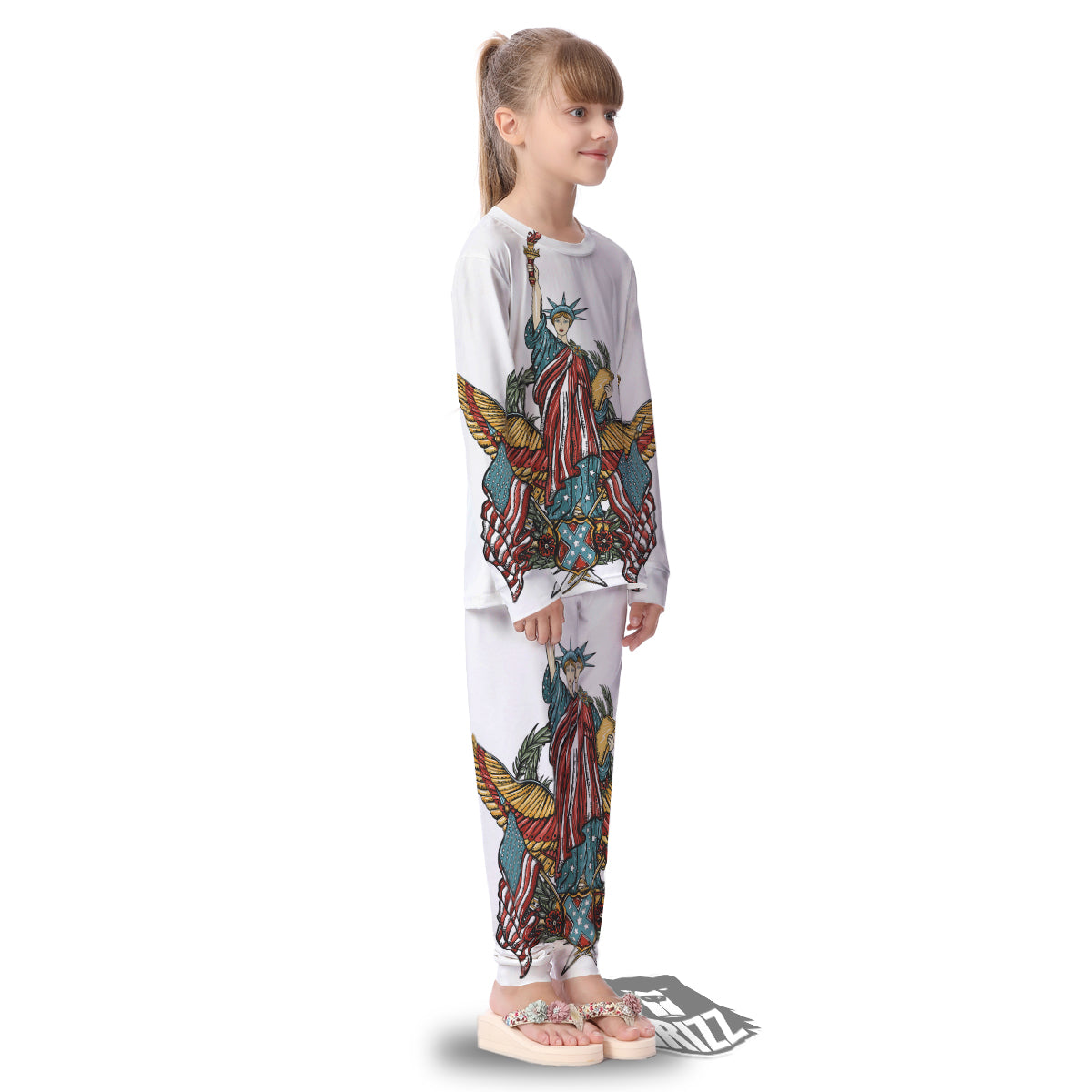 Patriotic Art Statue Of Liberty Print Kid's Pajamas-grizzshop