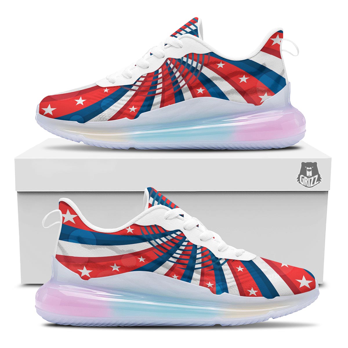 Patriotic Swirly American Print Running Sneakers-grizzshop
