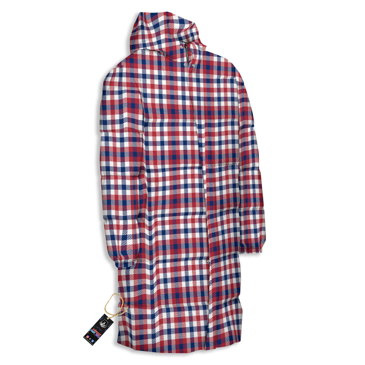 Patriotic Plaid American Print Long Down Jacket