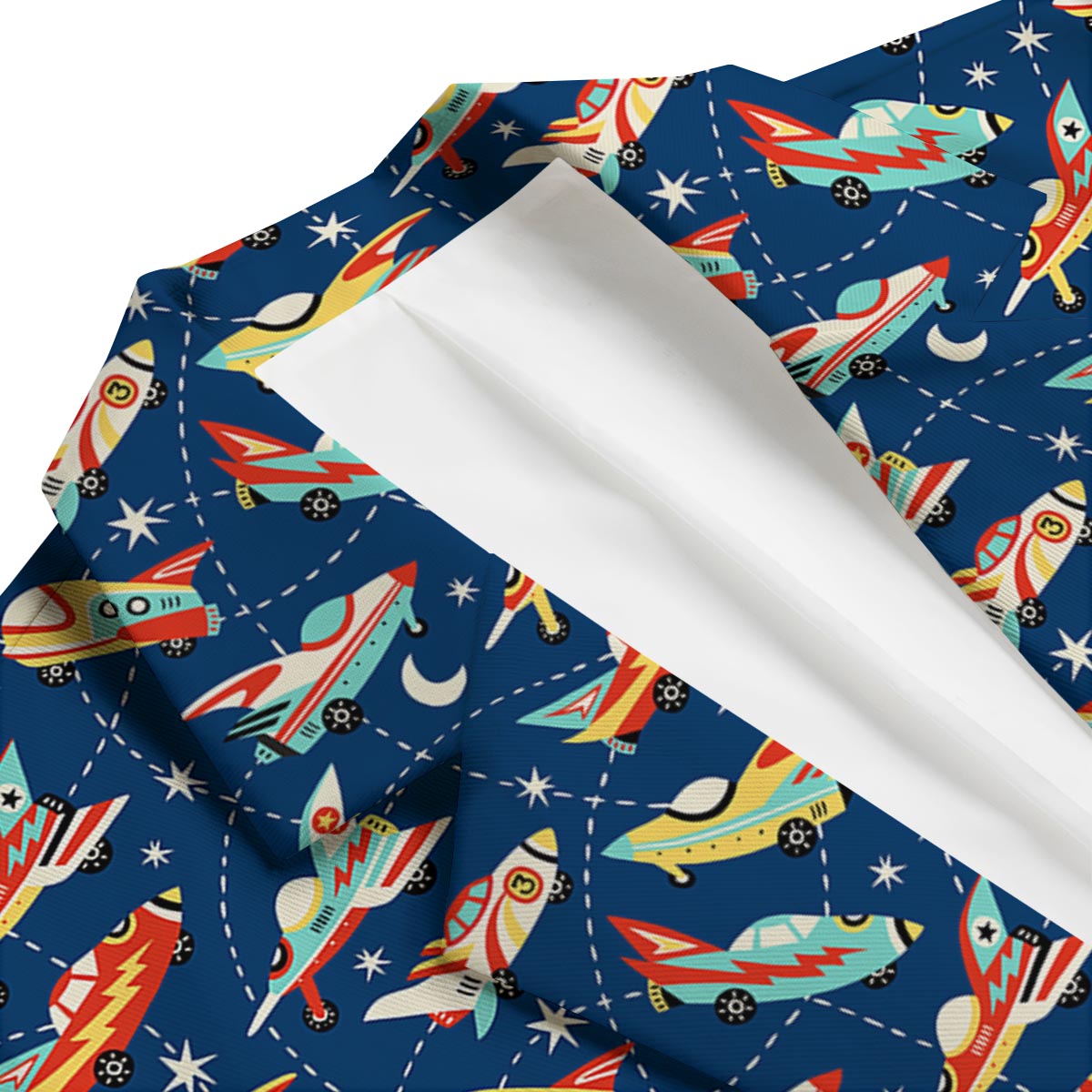 Pattern Airplane Print Men's Blazer-grizzshop