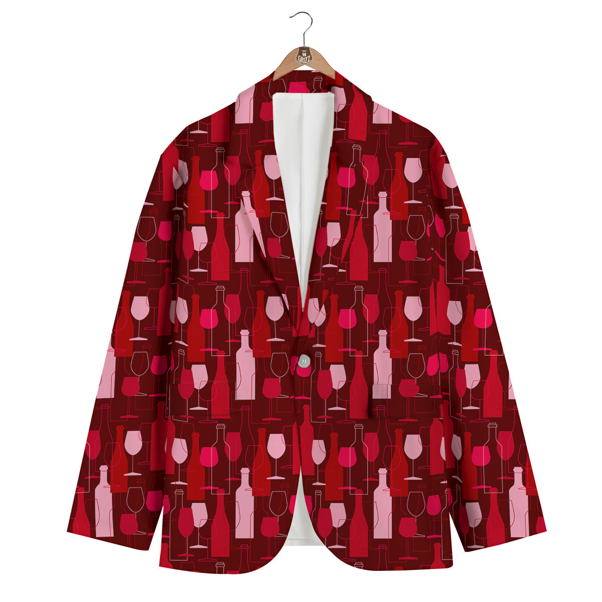 Pattern Champagne Print Men's Blazer-grizzshop