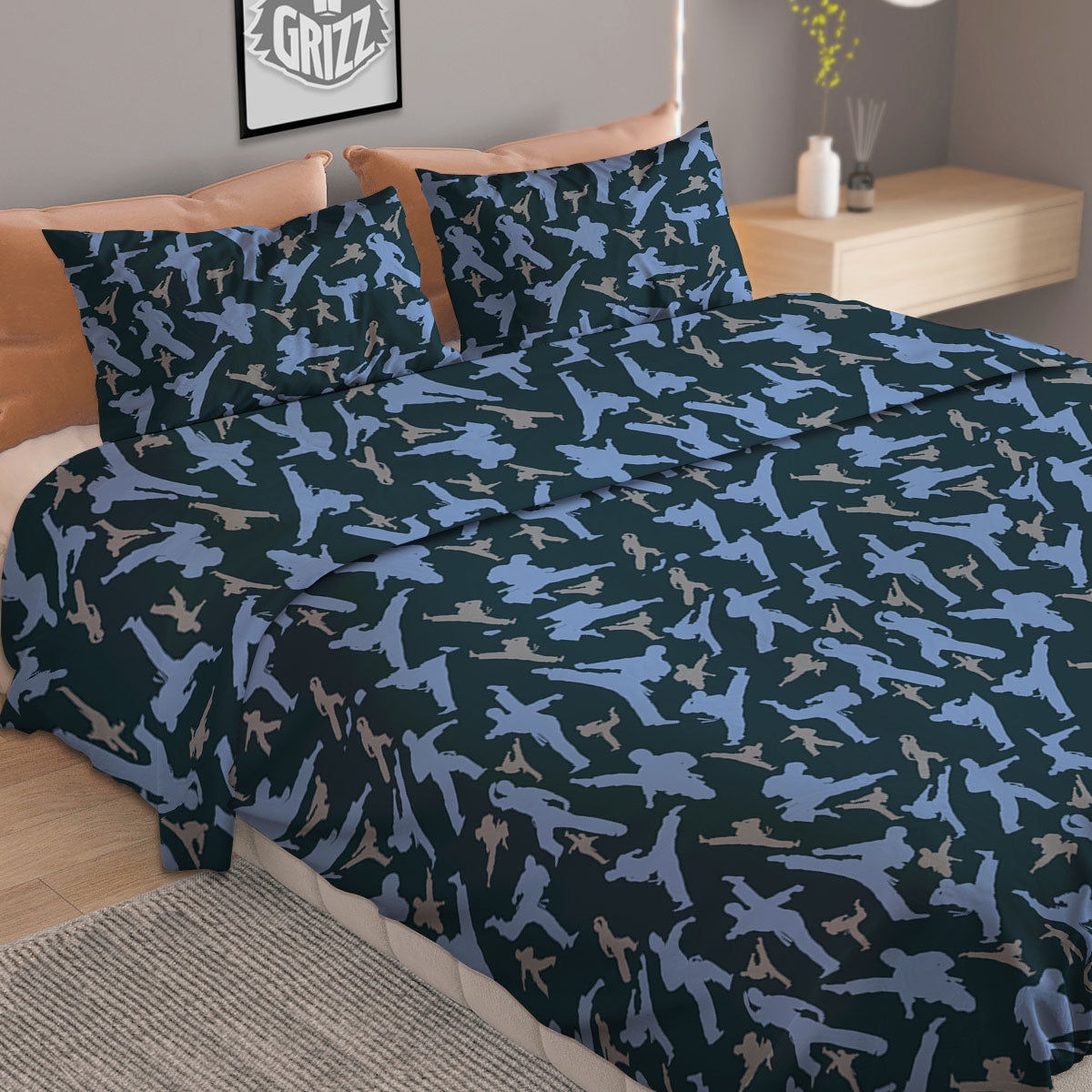 Pattern Karate Print Duvet Cover Bedding Set