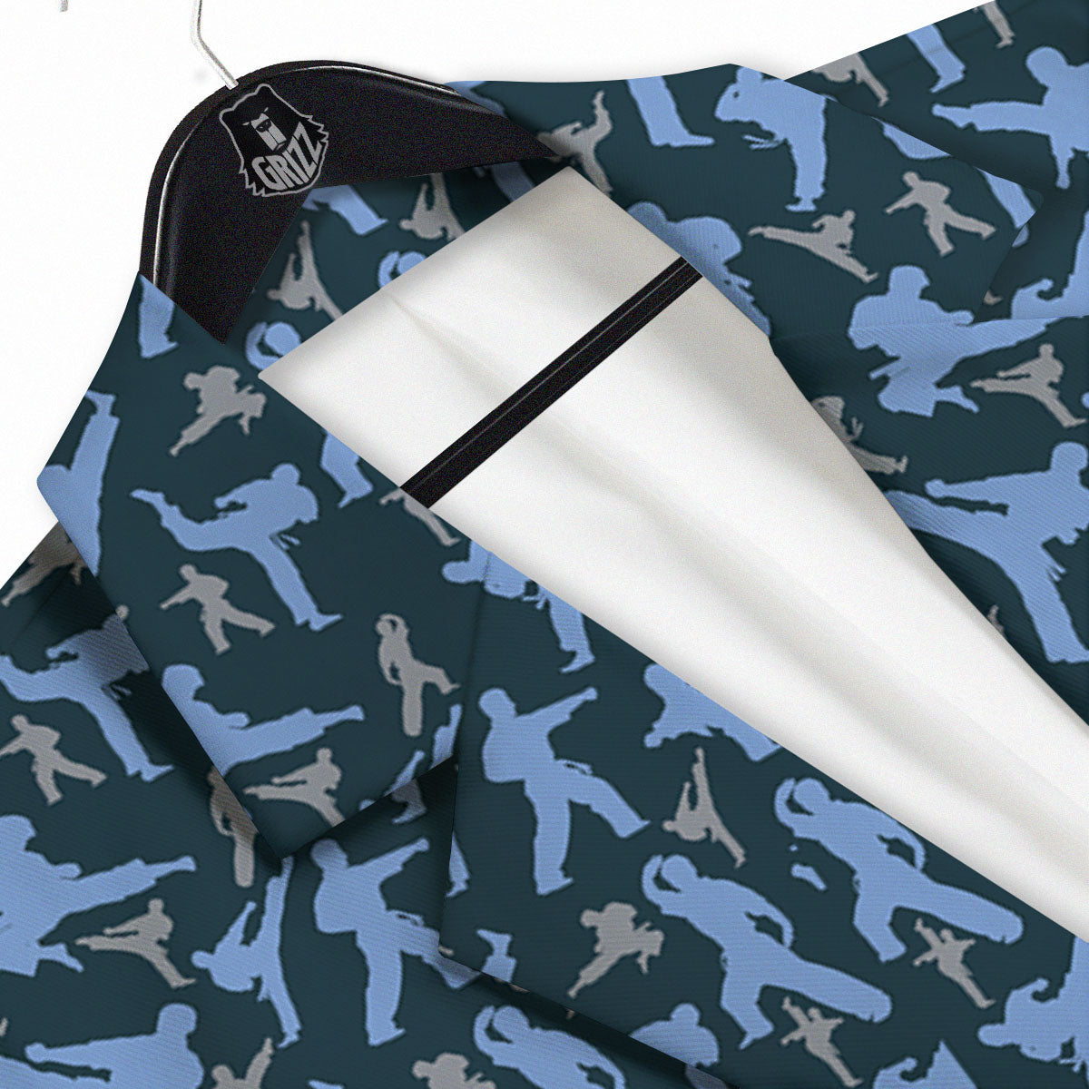 Pattern Karate Print Men's Sport Coat-grizzshop