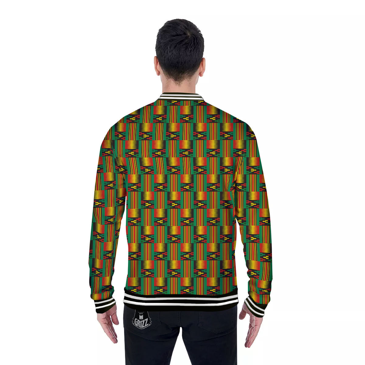 Pattern Kente Print Baseball Jacket-grizzshop