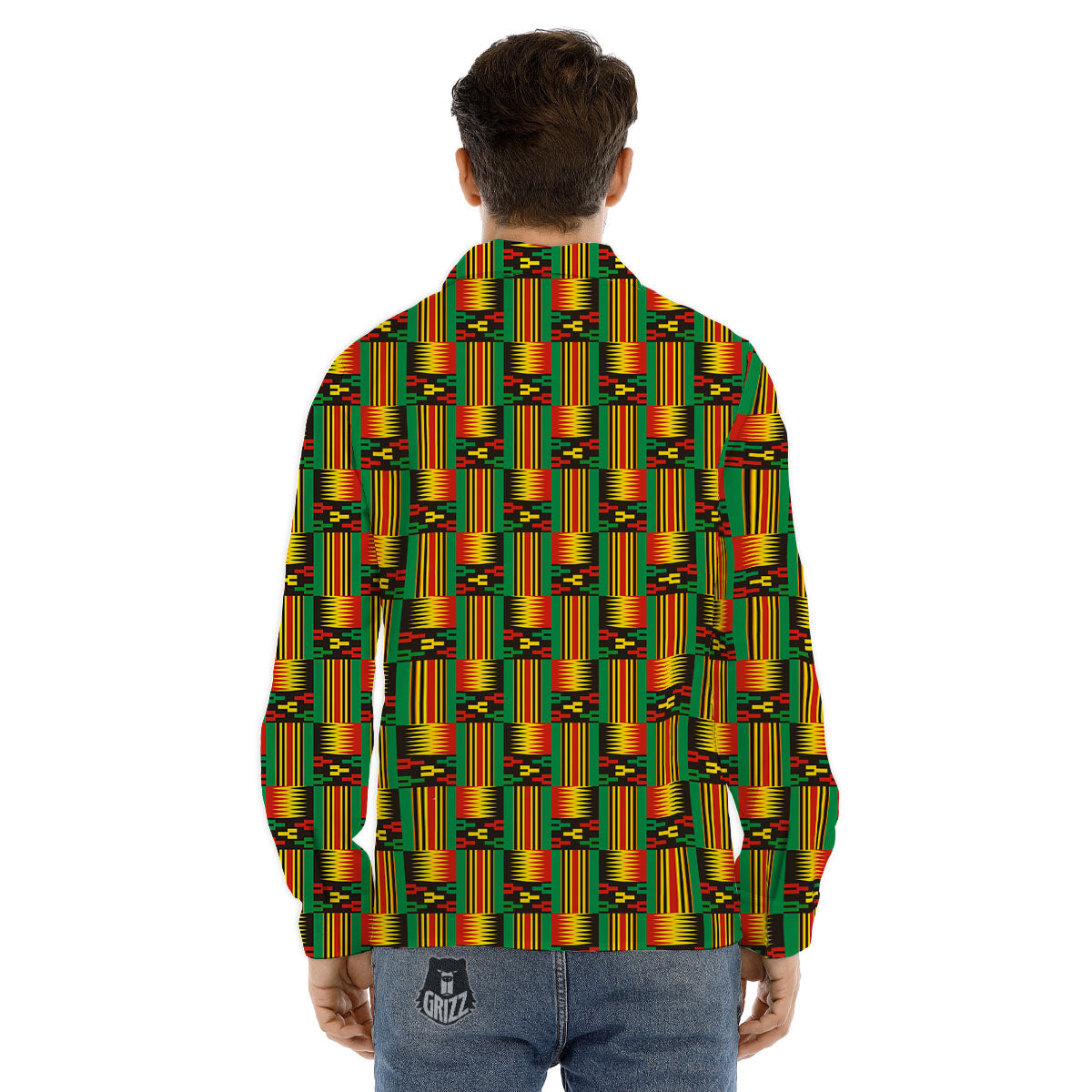 Pattern Kente Print Men's Dress Shirts-grizzshop