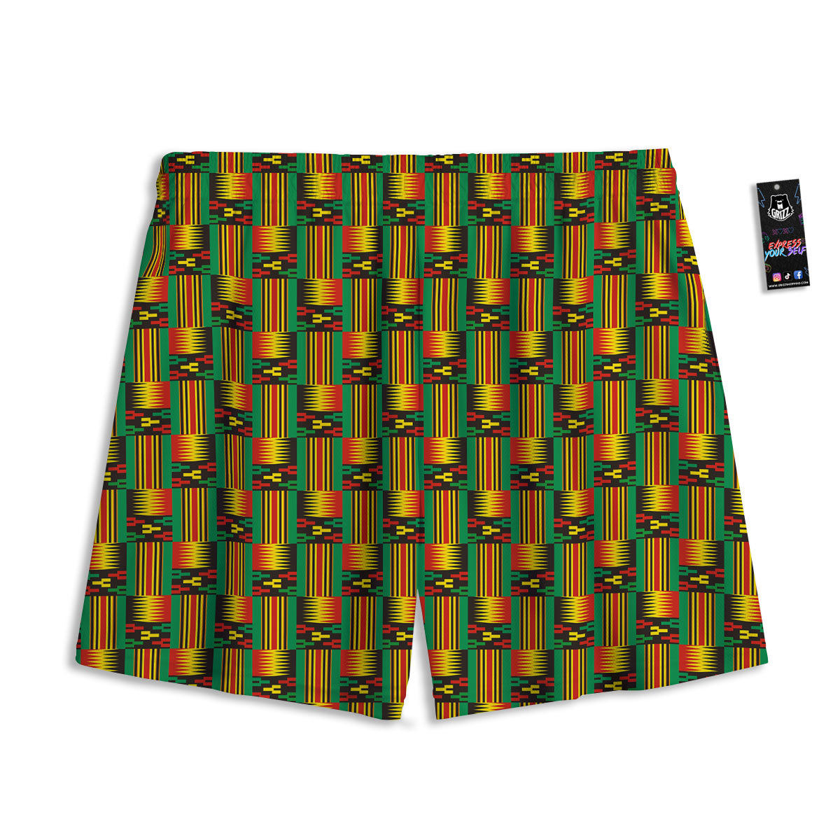Pattern Kente Print Mesh Shorts-grizzshop