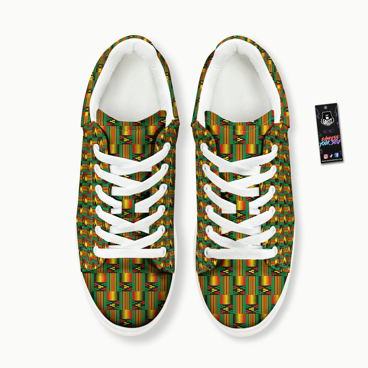 Pattern Kente Print Platform Shoes-grizzshop