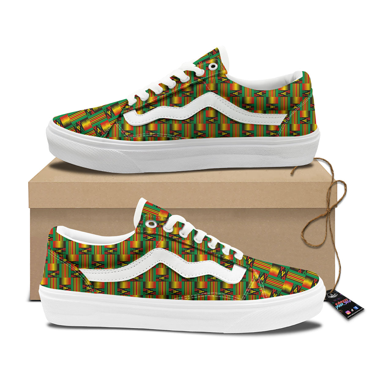 Pattern Kente Print Skate Shoes-grizzshop