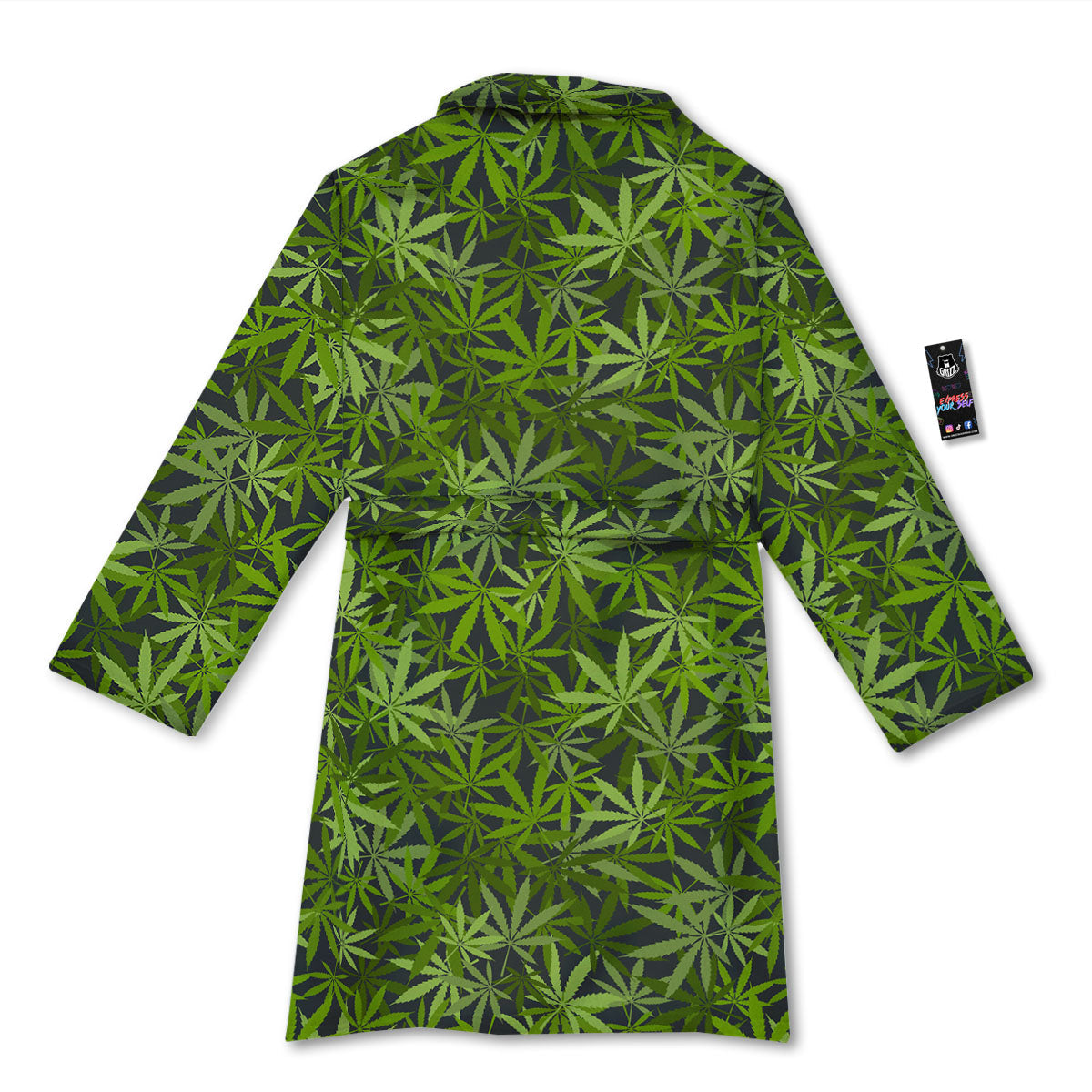 Pattern Leaf Marijuana Print Bathrobe-grizzshop