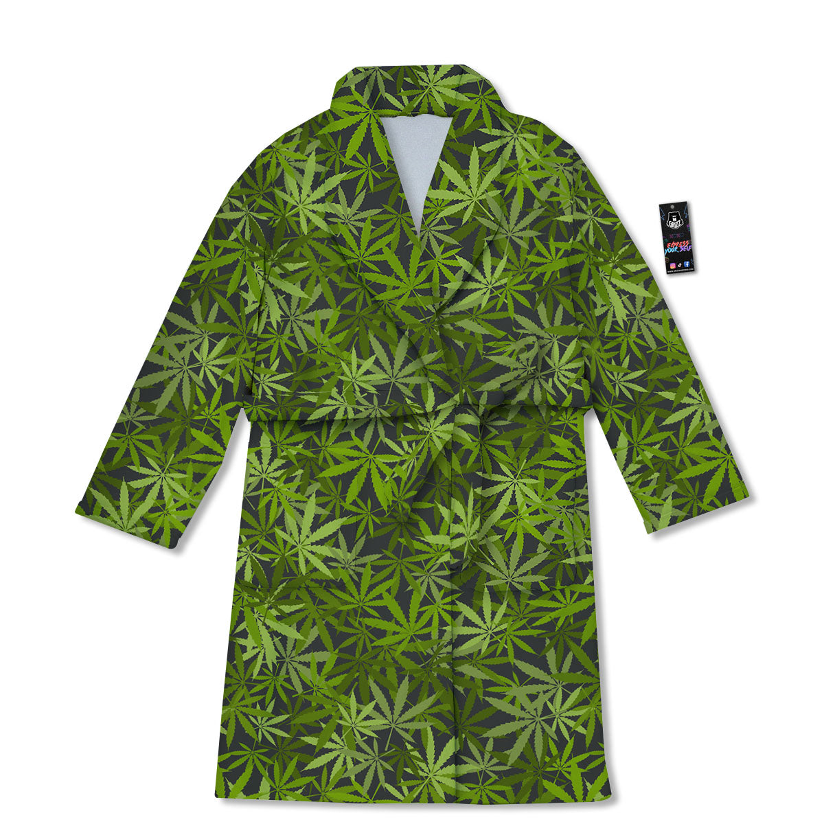 Pattern Leaf Marijuana Print Bathrobe-grizzshop