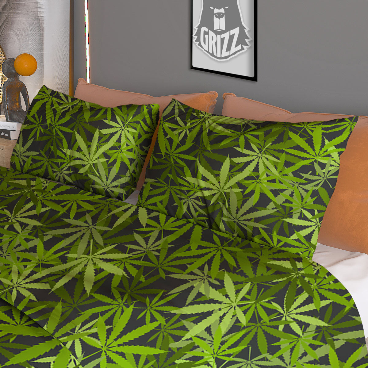 Pattern Leaf Marijuana Print Duvet Cover Bedding Set