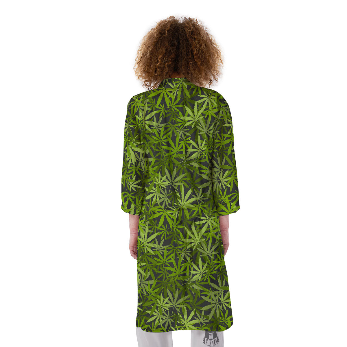 Pattern Leaf Marijuana Print Kimono-grizzshop