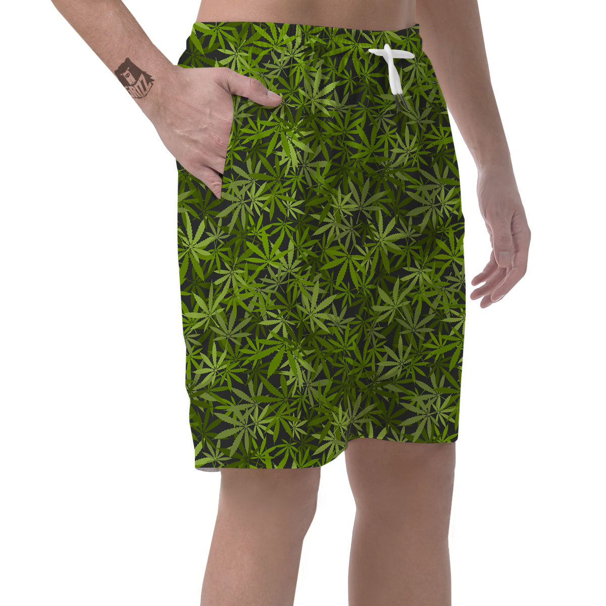 Pattern Leaf Marijuana Print Men's Shorts-grizzshop