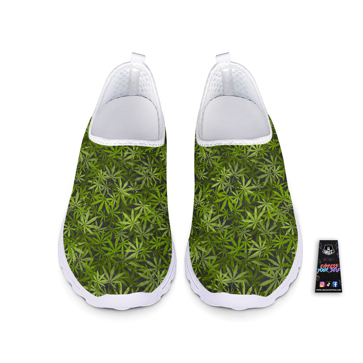 Pattern Leaf Marijuana Print Nurse Shoes-grizzshop