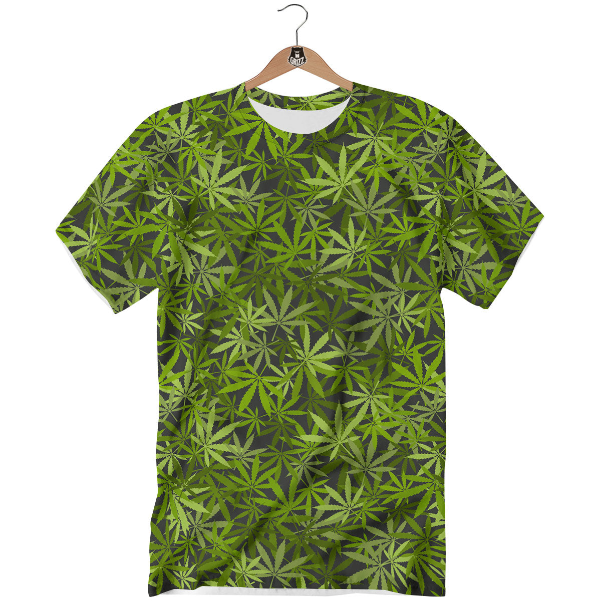 Pattern Leaf Marijuana Print T-Shirt-grizzshop